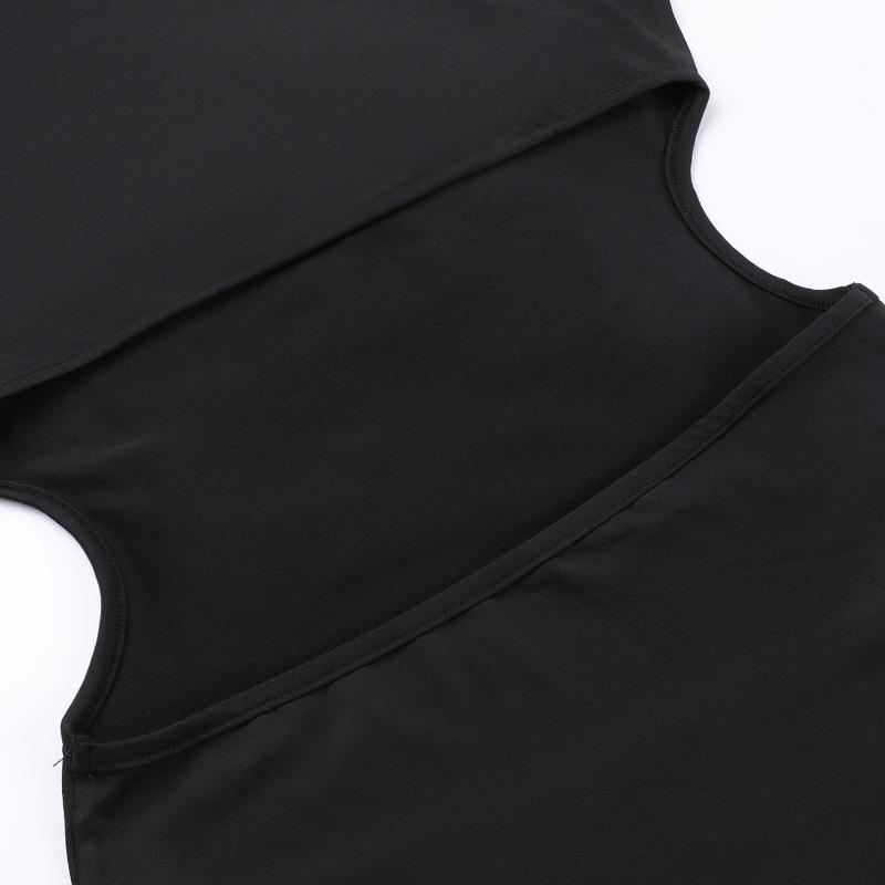 Sleeveless crewneck flower applique backless midi dress