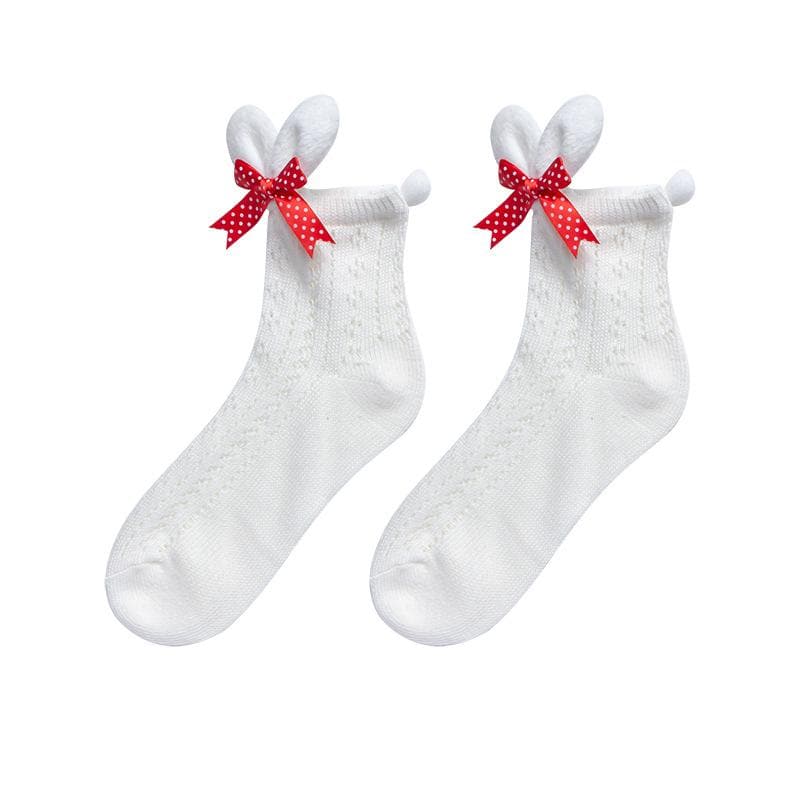 Bowknot bunny ears applique long socks