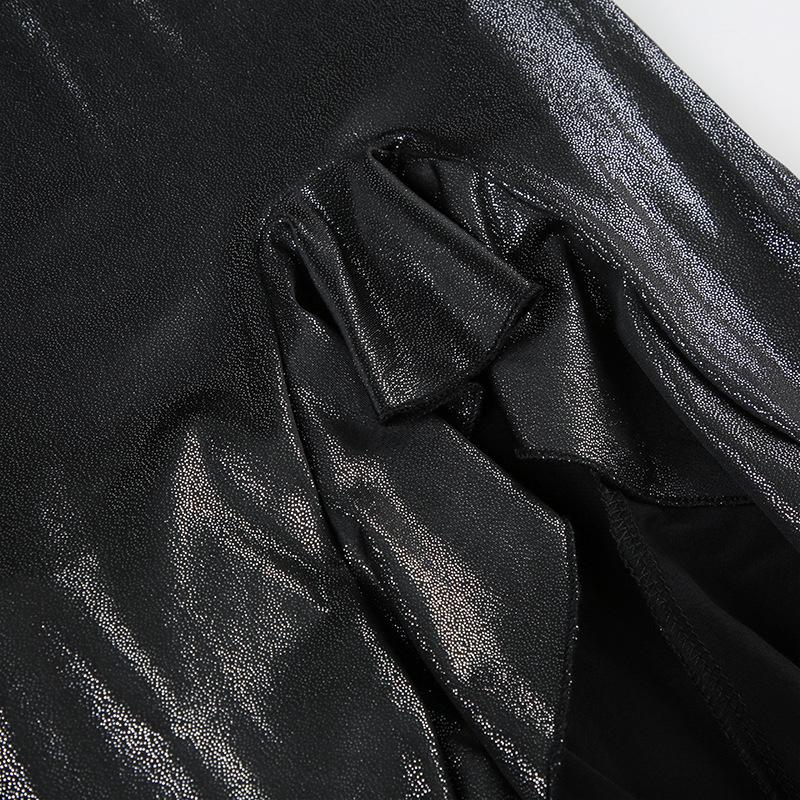 PU leather ruffle irregular tube top