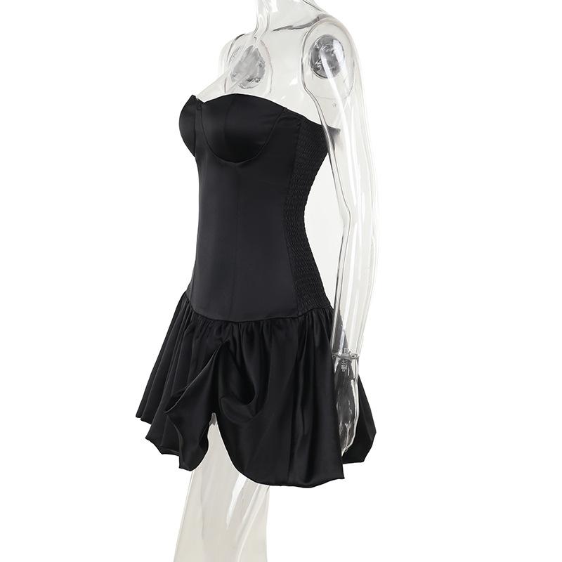Sweetheart neck backless solid tube mini dress  | red tango dress
