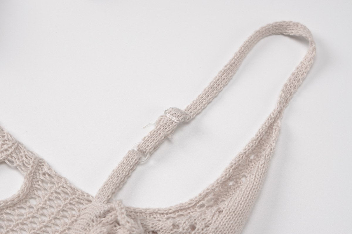 Knitted hollow out backless cami maxi dress