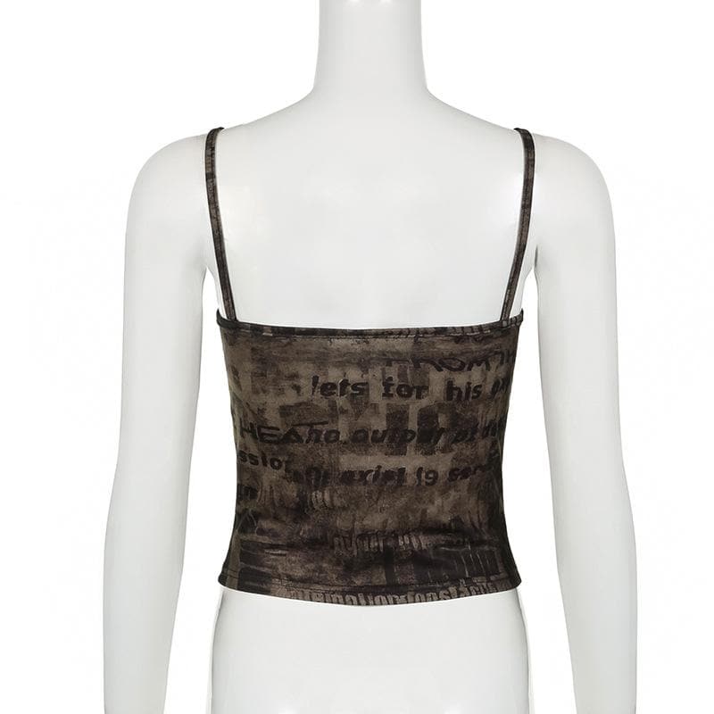 Print backless contrast cami top
