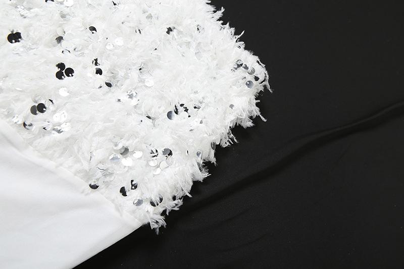Glitter mesh patchwork fluffy maxi skirt