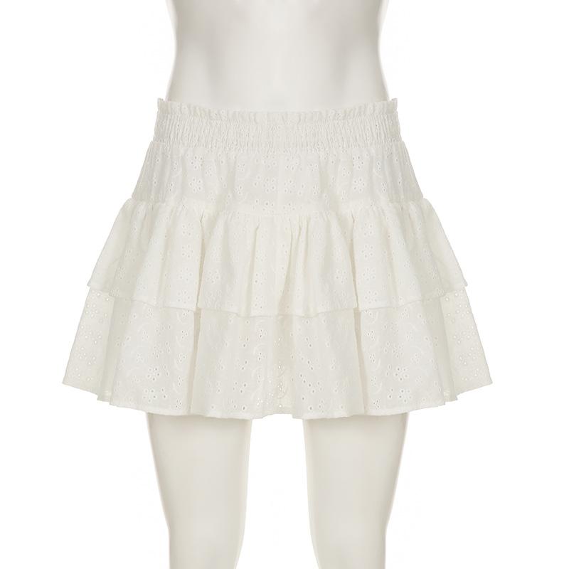 A line hollow out solid mini skirt