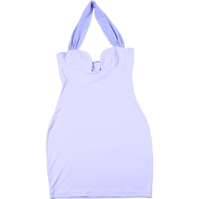 Halter solid backless mini dress