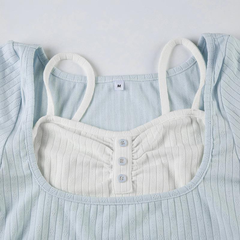 Short sleeve patchwork ruched ruffle top