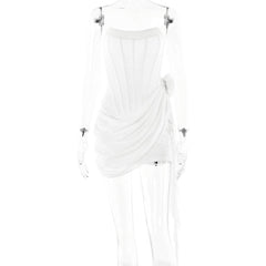 U neck bustier ruffle flower applique tube mini dress