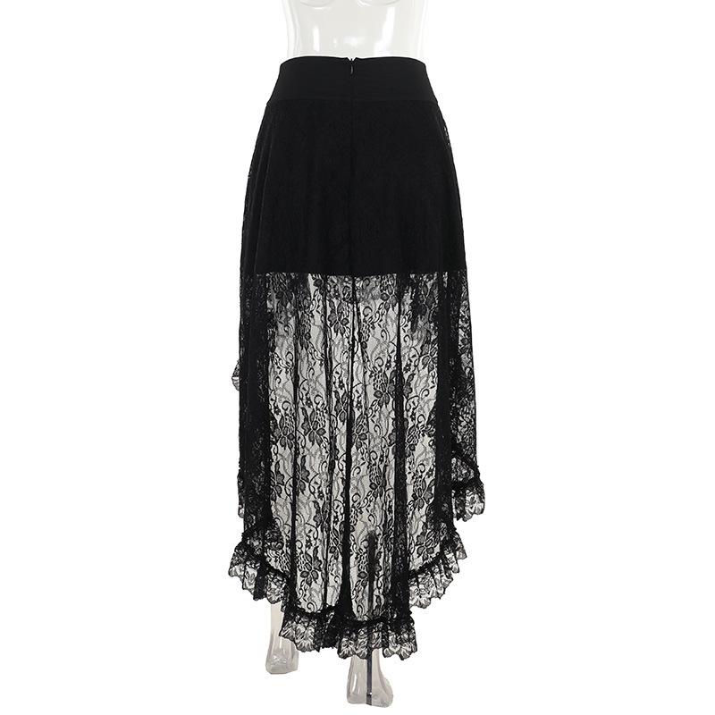 Lace o ring buckle midi skirt