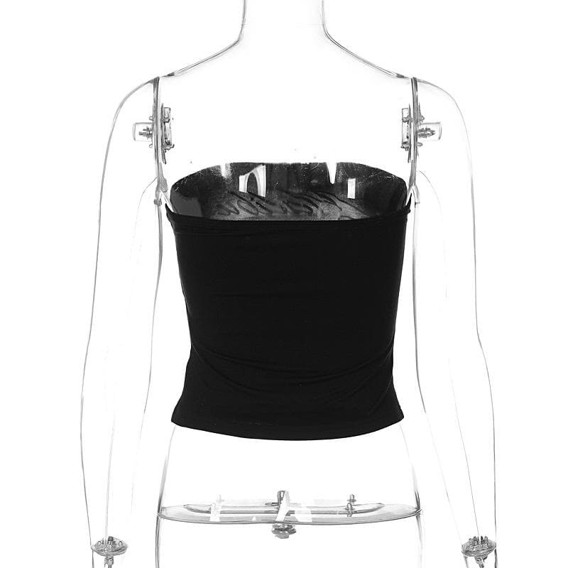 Letter pattern contrast backless tube top