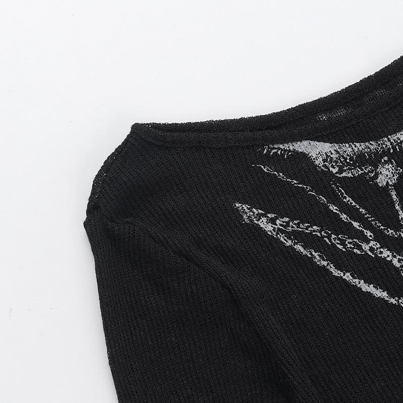 Long sleeve drawstring cross pattern knitted top
