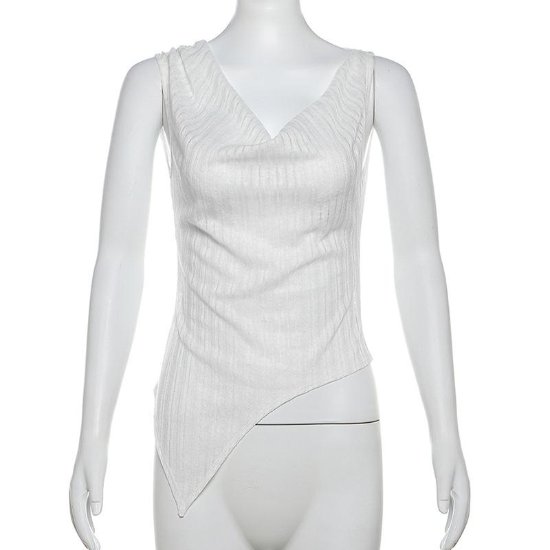 Cowl neck textured irregular solid top