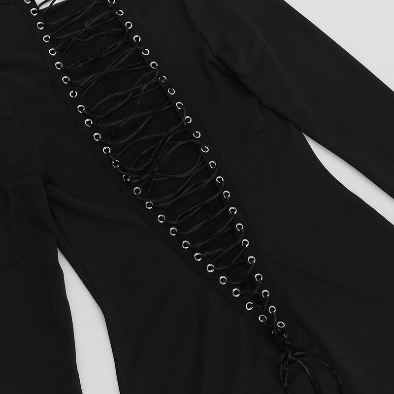 Long sleeve lace up mini dress