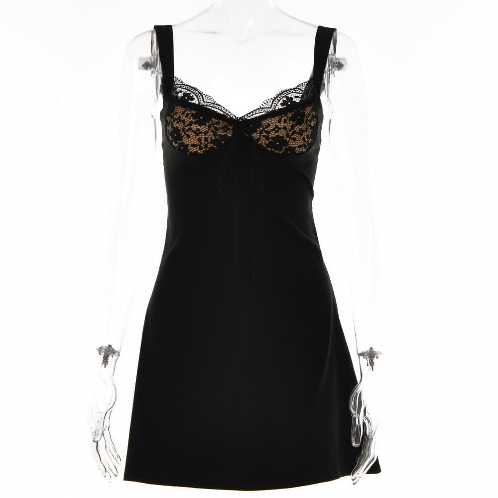 Short sleeve solid lace hem zip-up backless mini dress