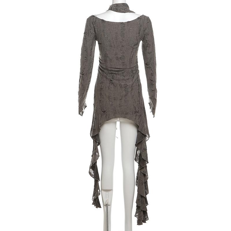 Long sleeve off shoulder ruffle mini dress