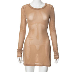 Long sleeve sheer mesh glitter mini dress  | samba dress
