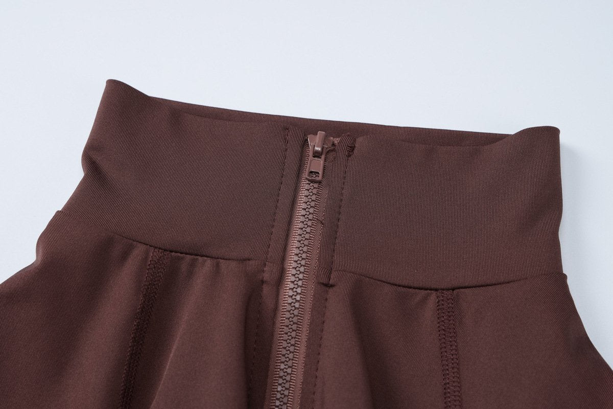 High neck long sleeve zip-up pant set