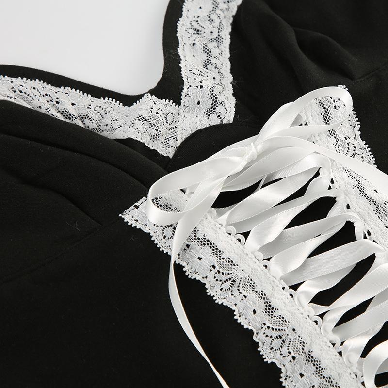 Lace up sweetheart neck cami top