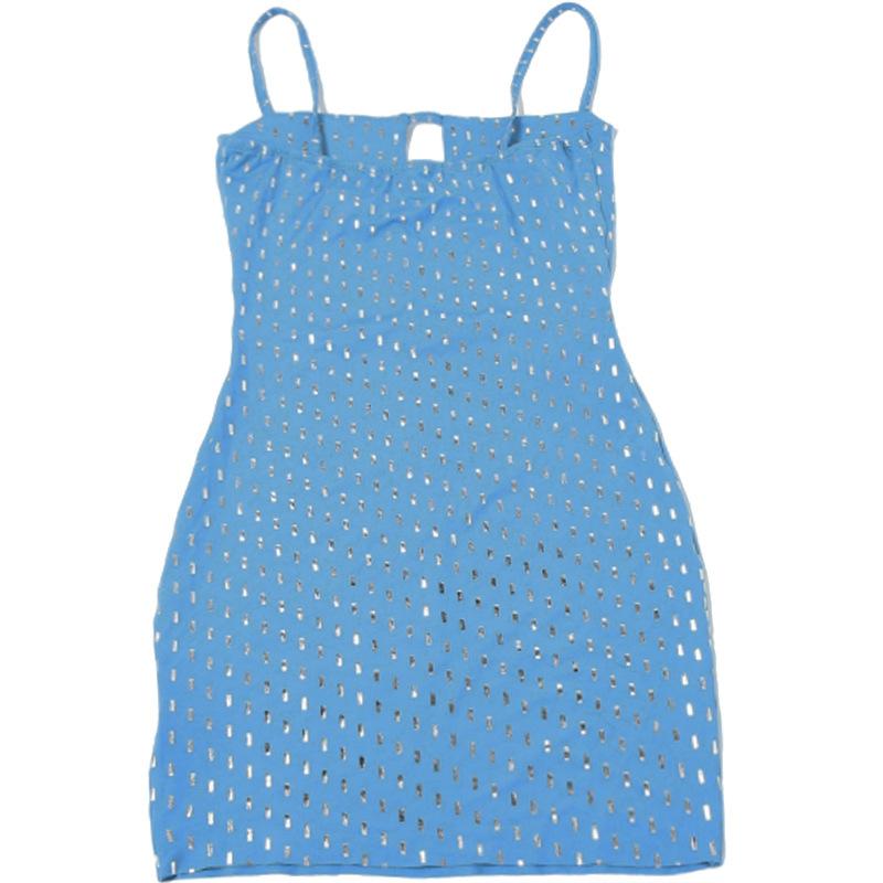 Glitter hollow out backless cami mini dress
