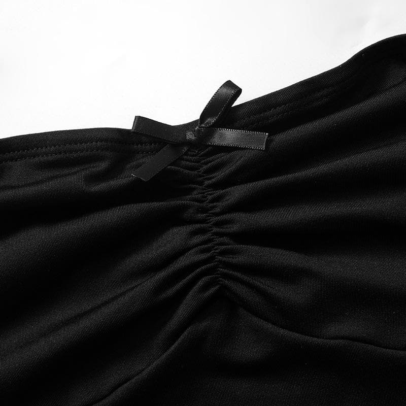 Ruched bowknot sweetheart neck backless cami top