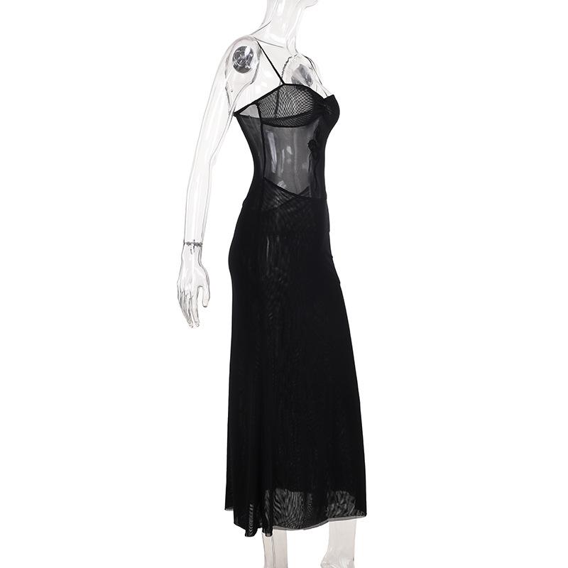 Sheer mesh dragon print ruched cami midi dress  | samba dress