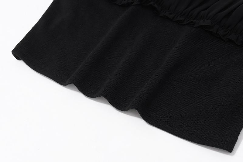 Mesh ruched ruffle knotted cami top