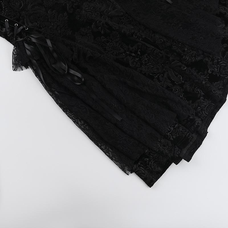 Lace hem lace up zip-up maxi skirt