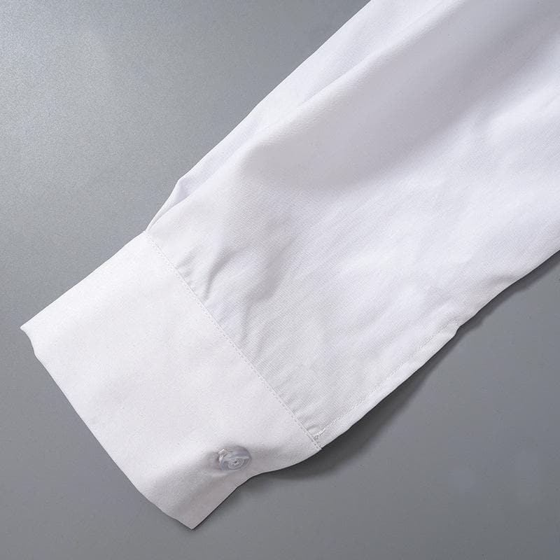 Turnover collar button long sleeve solid crop top