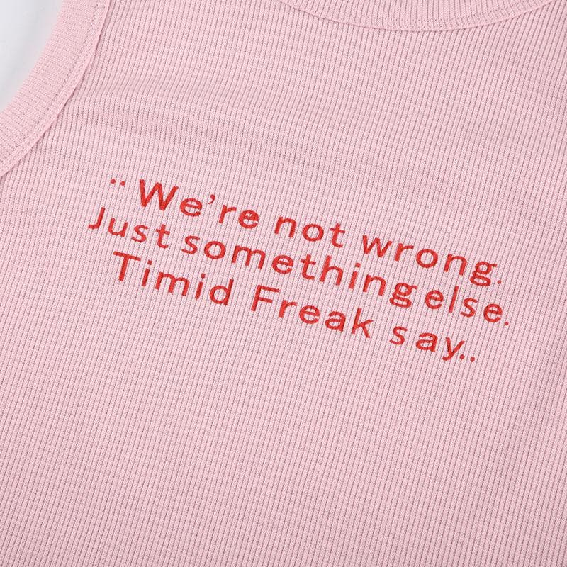 Crewneck letter print stitch tank top