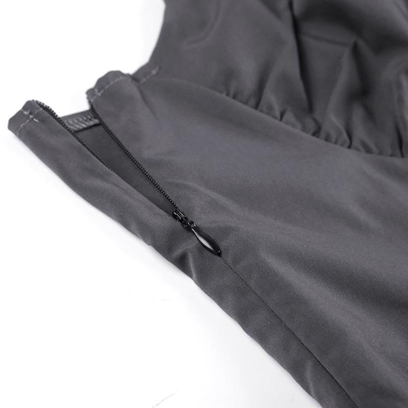 Sweetheart neck ruched pleated zip-up cami mini dress