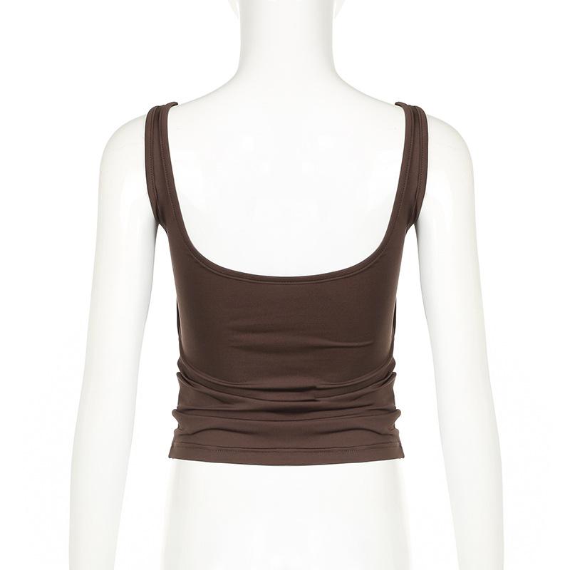 Sleeveless ruched solid backless cami top
