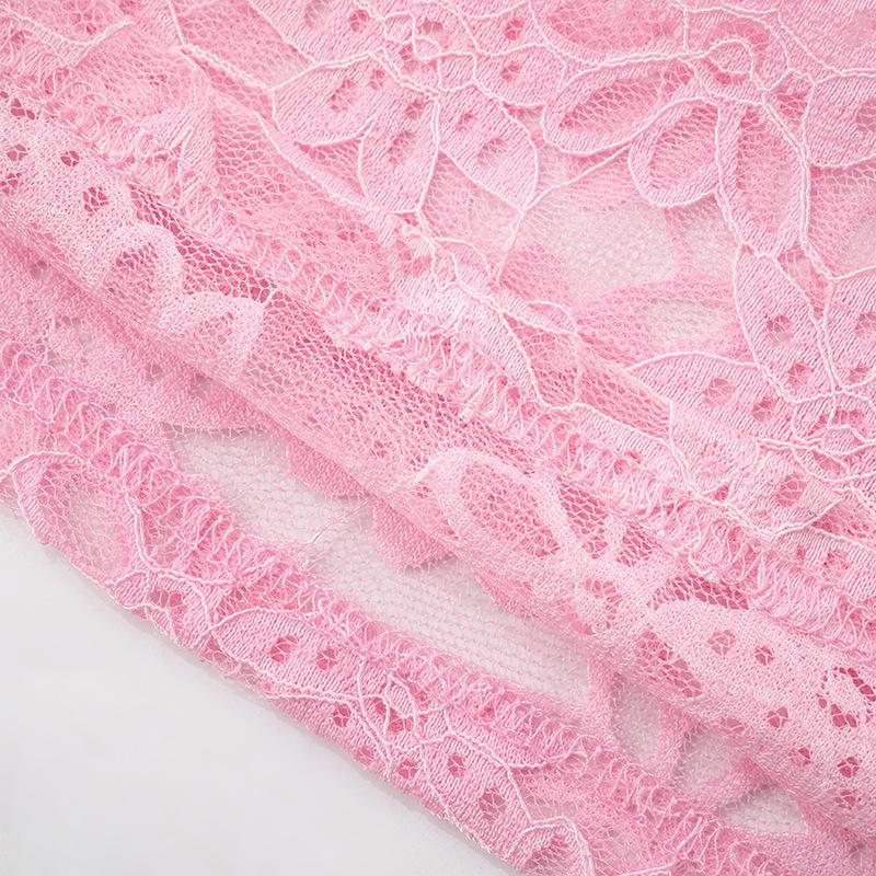 Sheer lace see through tube maxi skirt set