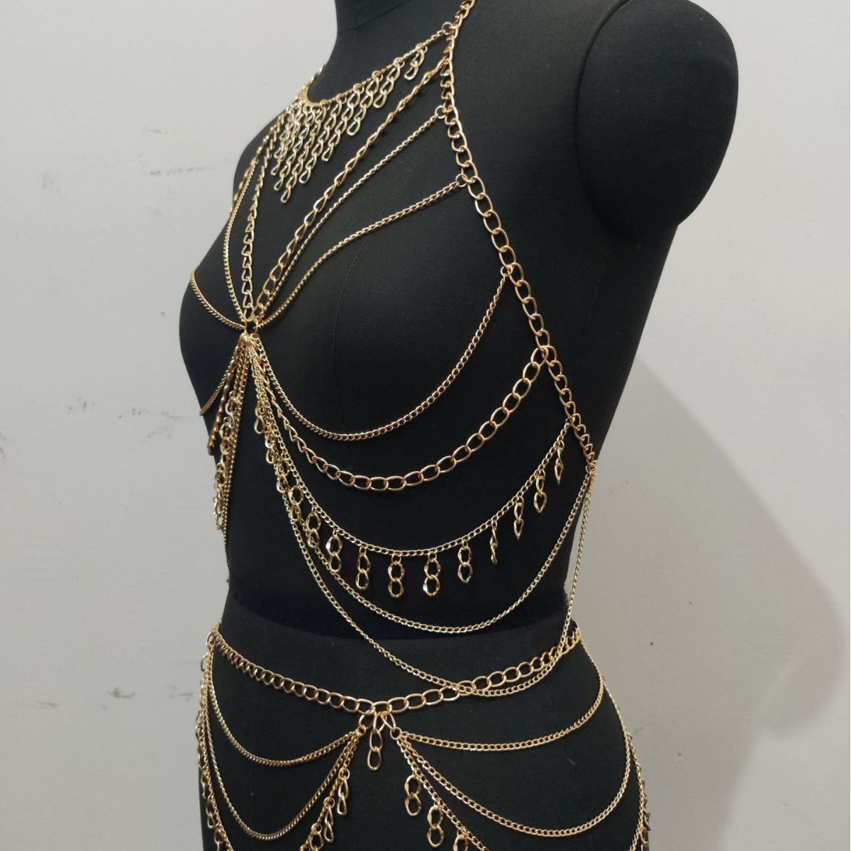 Halter metal chain hollow out top