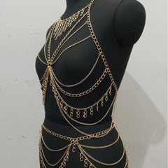Halter metal chain hollow out top