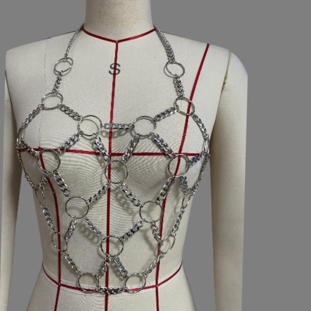 Halter o ring metal chain hollow out top