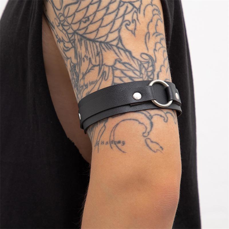 O ring rivet PU leather arm cuff