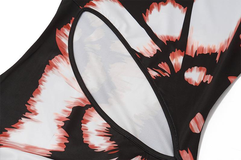 Crewneck hollow out print tank maxi dress