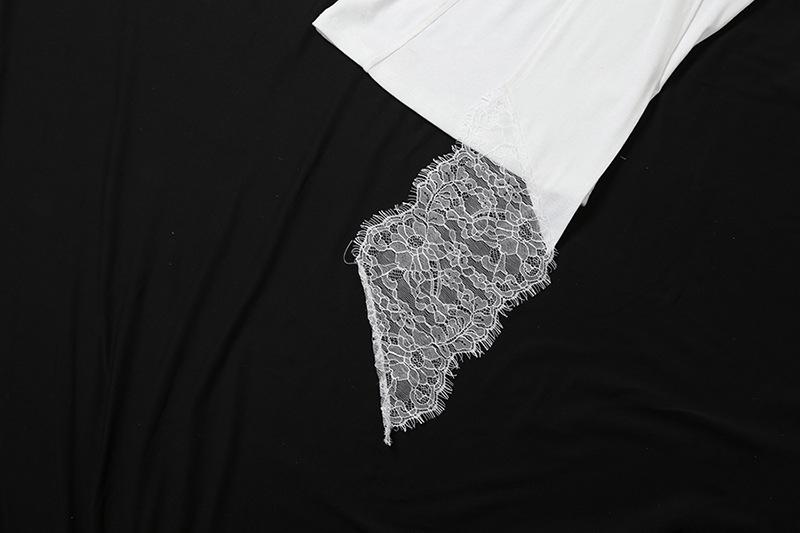 Halter one shoulder lace hem irregular top