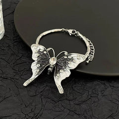 Butterfly applique rhinestone bracelet