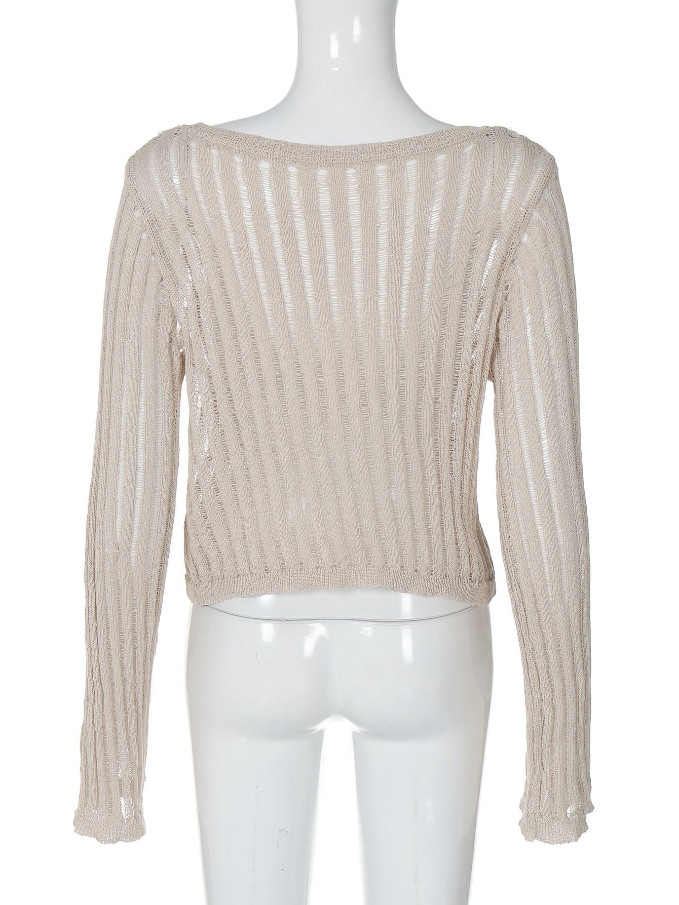 Long sleeve u neck knitted solid top