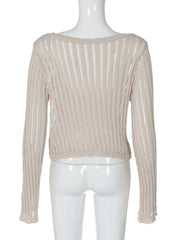 Long sleeve u neck knitted solid top