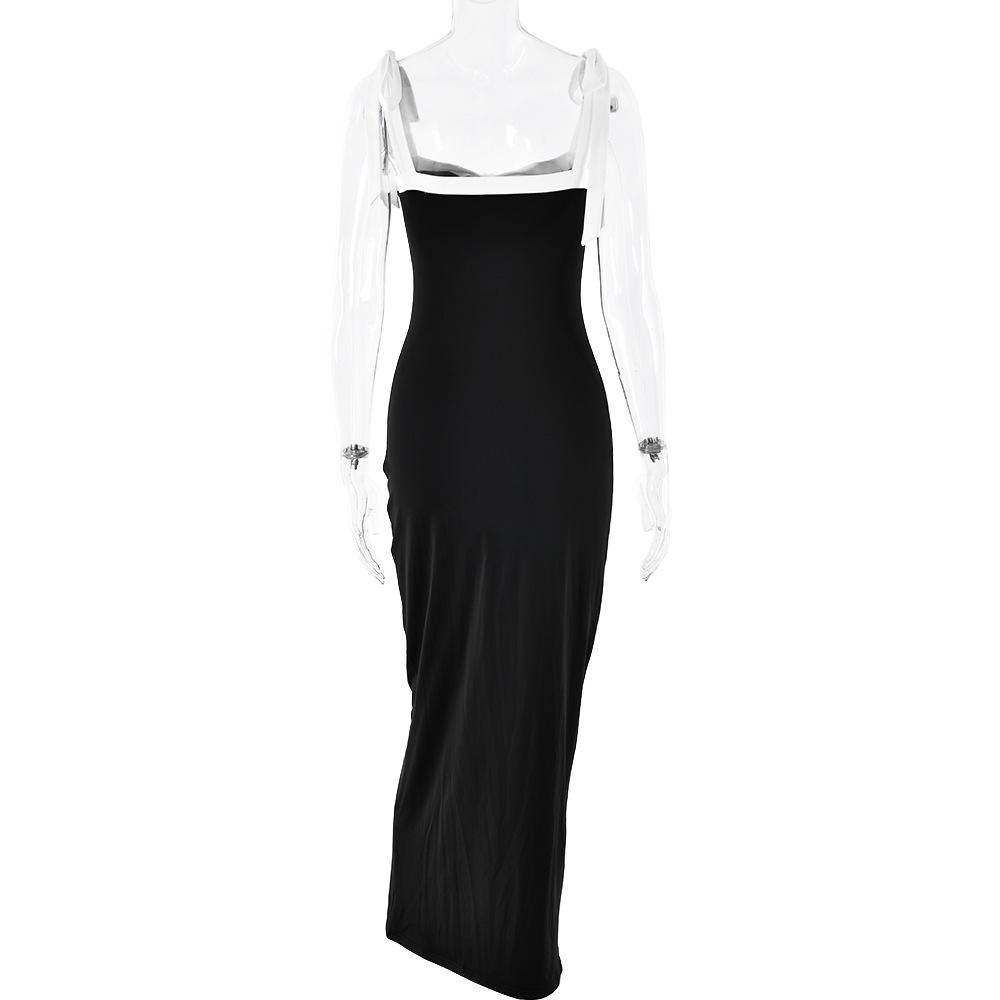 Backless self tie cami maxi dress