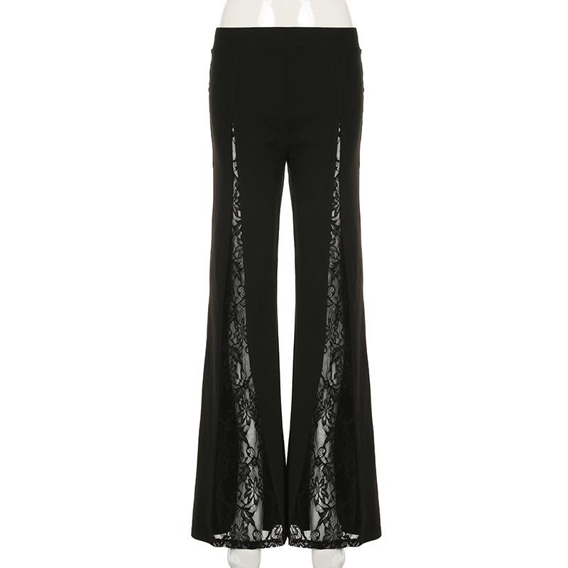 Lace patchwork medium rise pant