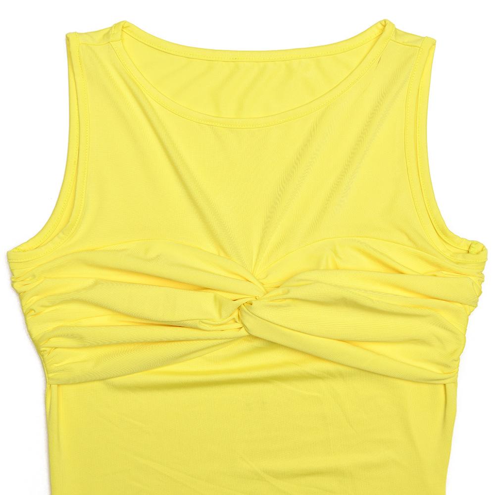 Sleeveless crewneck ruched knotted solid maxi dress