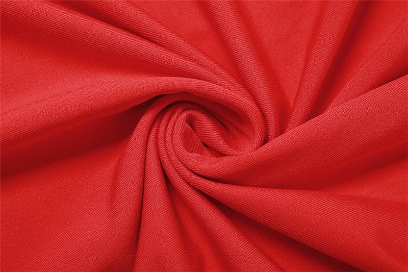 Hollow out solid long sleeve high neck zip-up maxi dress  | red tango dress