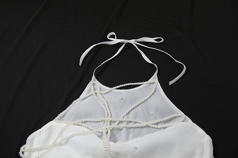 Halter beaded backless solid top