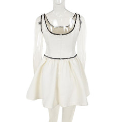 U neck zip-up backless cami mini dress