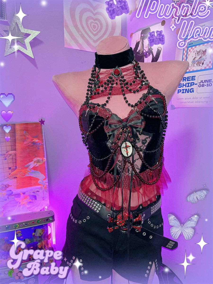 Halter beaded bowknot mesh lace hem top