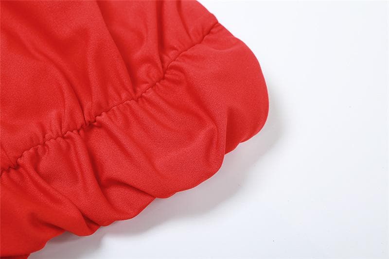 Ruched ruffle solid backless tube maxi dress  | red tango dress