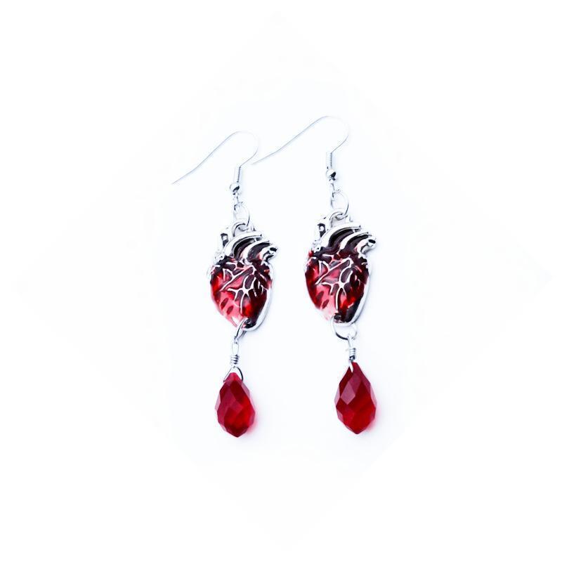 Heart pattern metal applique drop earrings