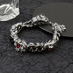 Red heart raw hem choker necklace